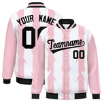 Custom White White Varsity Full-Snap Blade Pattern Raglan Sleeves Letterman Baseball Jacket | BuyFootballJersey