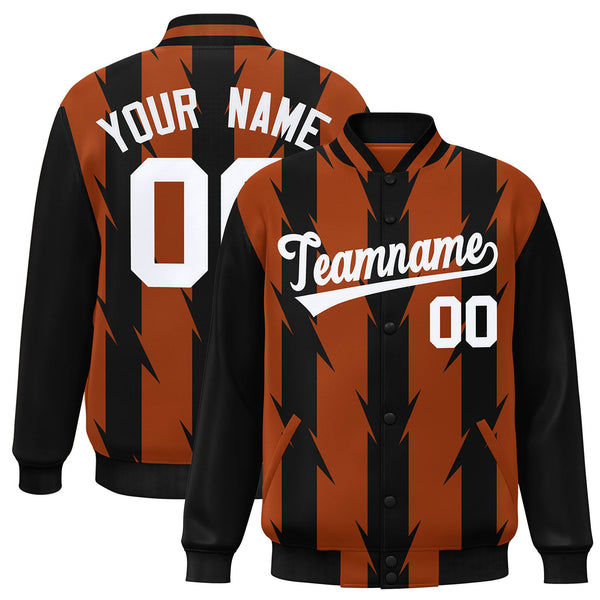 Custom Texas Orange Texas Orange Varsity Full-Snap Blade Pattern Raglan Sleeves Letterman Baseball Jacket | BuyFootballJersey