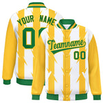 Custom White White Varsity Full-Snap Blade Pattern Raglan Sleeves Letterman Baseball Jacket | BuyFootballJersey