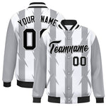 Custom White White Varsity Full-Snap Blade Pattern Raglan Sleeves Letterman Baseball Jacket | BuyFootballJersey