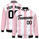 Custom White White Varsity Full-Snap Blade Pattern Raglan Sleeves Letterman Baseball Jacket | BuyFootballJersey