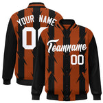 Custom Texas Orange Texas Orange Varsity Full-Snap Blade Pattern Raglan Sleeves Letterman Baseball Jacket | BuyFootballJersey