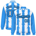 Custom White White Varsity Full-Snap Blade Pattern Raglan Sleeves Letterman Baseball Jacket | BuyFootballJersey