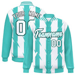 Custom White White Varsity Full-Snap Blade Pattern Raglan Sleeves Letterman Baseball Jacket | BuyFootballJersey