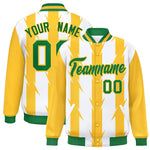 Custom White White Varsity Full-Snap Blade Pattern Raglan Sleeves Letterman Baseball Jacket | BuyFootballJersey
