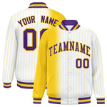 Custom White Gold Gradient Varsity Full-Snap Pinstripe Letterman Baseball Jacket | BuyFootballJersey