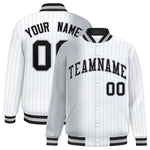 Custom White Gray Gradient Varsity Full-Snap Pinstripe Letterman Baseball Jacket | BuyFootballJersey