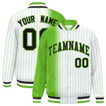 Custom White Green Gradient Varsity Full-Snap Pinstripe Letterman Baseball Jacket | BuyFootballJersey