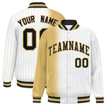 Custom White Old Gold Gradient Varsity Full-Snap Pinstripe Letterman Baseball Jacket | BuyFootballJersey