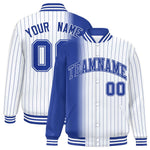 Custom White Royal Gradient Varsity Full-Snap Pinstripe Letterman Baseball Jacket | BuyFootballJersey