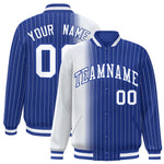 Custom Royal White Gradient Varsity Full-Snap Pinstripe Letterman Baseball Jacket | BuyFootballJersey