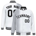 Custom White Gray Gradient Varsity Full-Snap Pinstripe Letterman Baseball Jacket | BuyFootballJersey