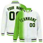 Custom White Green Gradient Varsity Full-Snap Pinstripe Letterman Baseball Jacket | BuyFootballJersey