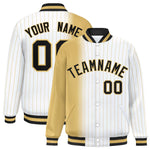 Custom White Old Gold Gradient Varsity Full-Snap Pinstripe Letterman Baseball Jacket | BuyFootballJersey