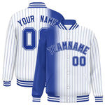Custom White Royal Gradient Varsity Full-Snap Pinstripe Letterman Baseball Jacket | BuyFootballJersey