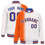 Custom White Orange Gradient Varsity Full-Snap Pinstripe Letterman Baseball Jacket | BuyFootballJersey