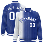 Custom Royal White Gradient Varsity Full-Snap Pinstripe Letterman Baseball Jacket | BuyFootballJersey