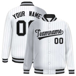 Custom White Gray Gradient Varsity Full-Snap Pinstripe Letterman Baseball Jacket | BuyFootballJersey