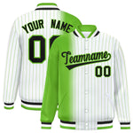 Custom White Green Gradient Varsity Full-Snap Pinstripe Letterman Baseball Jacket | BuyFootballJersey