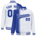 Custom White Royal Gradient Varsity Full-Snap Pinstripe Letterman Baseball Jacket | BuyFootballJersey