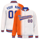 Custom White Orange Gradient Varsity Full-Snap Pinstripe Letterman Baseball Jacket | BuyFootballJersey