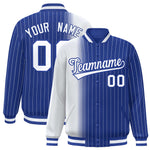 Custom Royal White Gradient Varsity Full-Snap Pinstripe Letterman Baseball Jacket | BuyFootballJersey