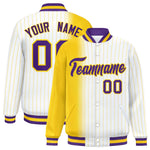 Custom White Gold Gradient Varsity Full-Snap Pinstripe Letterman Baseball Jacket | BuyFootballJersey