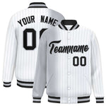 Custom White Gray Gradient Varsity Full-Snap Pinstripe Letterman Baseball Jacket | BuyFootballJersey