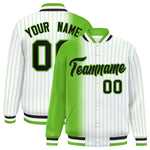 Custom White Green Gradient Varsity Full-Snap Pinstripe Letterman Baseball Jacket | BuyFootballJersey