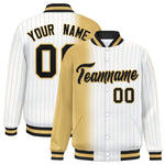 Custom White Old Gold Gradient Varsity Full-Snap Pinstripe Letterman Baseball Jacket | BuyFootballJersey