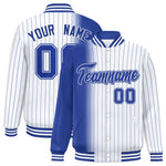 Custom White Royal Gradient Varsity Full-Snap Pinstripe Letterman Baseball Jacket | BuyFootballJersey