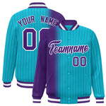 Custom Sky Blue Purple Gradient Varsity Full-Snap Pinstripe Letterman Baseball Jacket | BuyFootballJersey