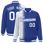 Custom Royal White Gradient Varsity Full-Snap Pinstripe Letterman Baseball Jacket | BuyFootballJersey