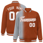 Custom Texas Orange Gray Gradient Varsity Full-Snap Pinstripe Letterman Baseball Jacket | BuyFootballJersey
