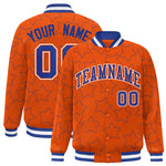 Custom Orange Royal Varsity Full-Snap Star Pattern Letterman Baseball Jacket | BuyFootballJersey