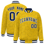 Custom Gold Navy Varsity Full-Snap Star Pattern Letterman Baseball Jacket | BuyFootballJersey