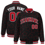 Custom Black Red Varsity Full-Snap Star Pattern Letterman Baseball Jacket | BuyFootballJersey