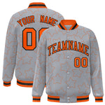 Custom Gray Orange Varsity Full-Snap Star Pattern Letterman Baseball Jacket | BuyFootballJersey