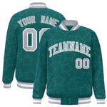 Custom Aqua Gray Varsity Full-Snap Star Pattern Letterman Baseball Jacket | BuyFootballJersey