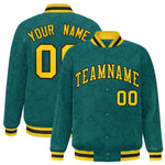Custom Aqua Navy Varsity Full-Snap Star Pattern Letterman Baseball Jacket | BuyFootballJersey