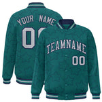 Custom Aqua Navy Varsity Full-Snap Star Pattern Letterman Baseball Jacket | BuyFootballJersey