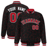 Custom Black Red Varsity Full-Snap Star Pattern Letterman Baseball Jacket | BuyFootballJersey