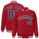 Custom Red Navy Varsity Full-Snap Star Pattern Letterman Baseball Jacket | BuyFootballJersey