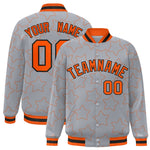 Custom Gray Orange Varsity Full-Snap Star Pattern Letterman Baseball Jacket | BuyFootballJersey
