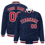 Custom Navy White Varsity Full-Snap Star Pattern Letterman Baseball Jacket | BuyFootballJersey