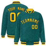 Custom Aqua Navy Varsity Full-Snap Star Pattern Letterman Baseball Jacket | BuyFootballJersey