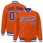 Custom Orange Royal Varsity Full-Snap Star Pattern Letterman Baseball Jacket | BuyFootballJersey
