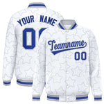 Custom White Gray Varsity Full-Snap Star Pattern Letterman Baseball Jacket | BuyFootballJersey