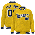 Custom Gold Navy Varsity Full-Snap Star Pattern Letterman Baseball Jacket | BuyFootballJersey