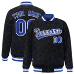 Custom Black Royal Varsity Full-Snap Star Pattern Letterman Baseball Jacket | BuyFootballJersey